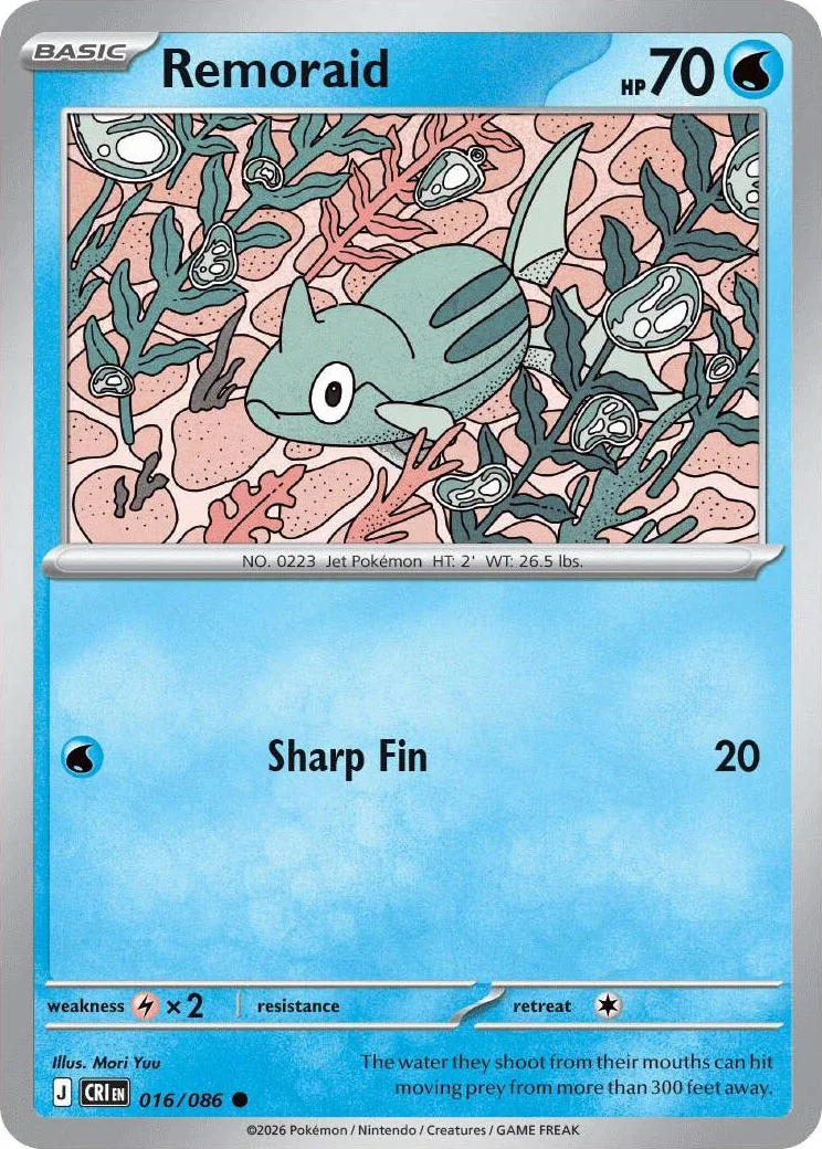 Remoraid from Pokémon TCG Mega Evolution Chaos Rising card list