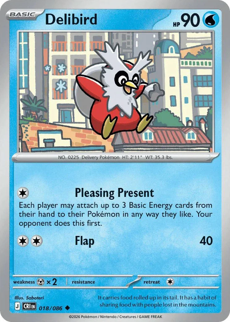 Delibird from Pokémon TCG Mega Evolution Chaos Rising card list
