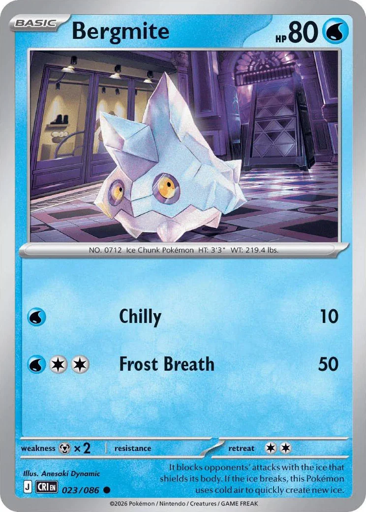 Bergmite from Pokémon TCG Mega Evolution Chaos Rising card list