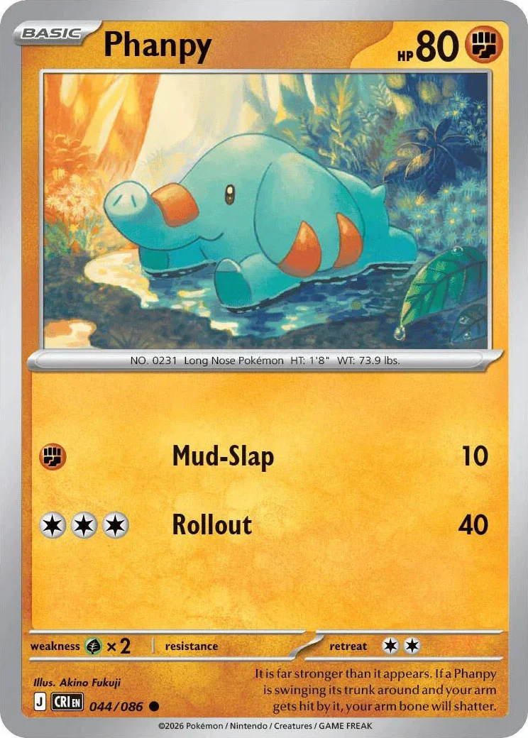 Phanpy from Pokémon TCG Mega Evolution Chaos Rising card list