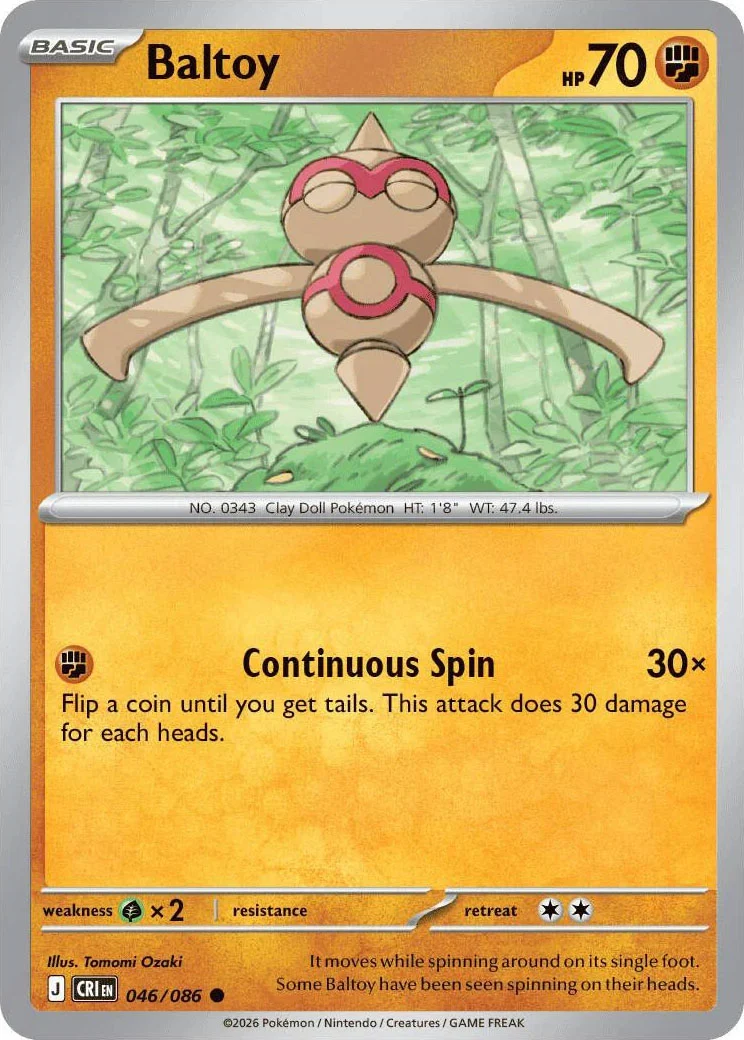 Baltoy from Pokémon TCG Mega Evolution Chaos Rising card list