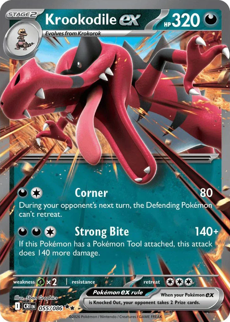 Krookodile ex from Pokémon TCG Mega Evolution Chaos Rising card list