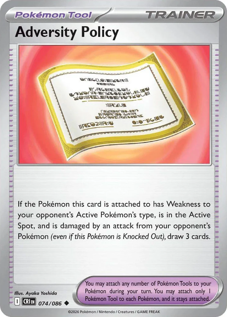 Adversity Policy from Pokémon TCG Mega Evolution Chaos Rising card list