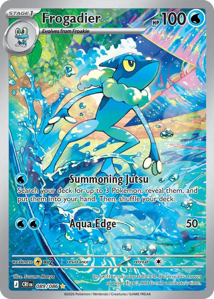 Frogadier from Pokémon TCG Mega Evolution Chaos Rising card list