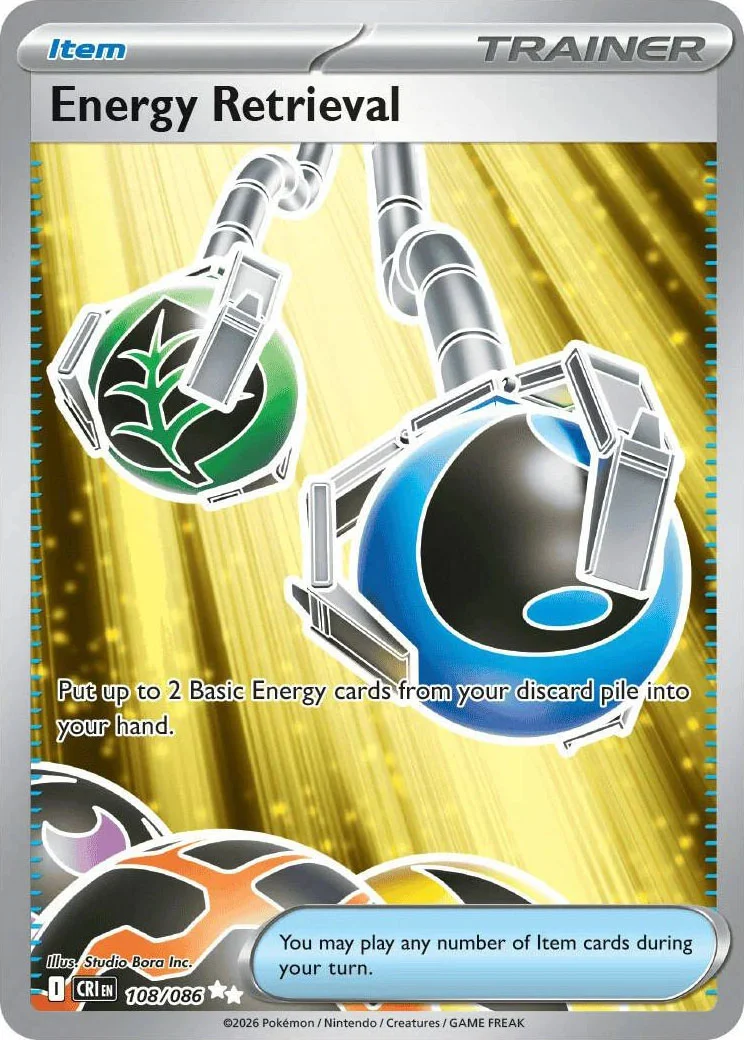 Energy Retrieval from Pokémon TCG Mega Evolution Chaos Rising card list