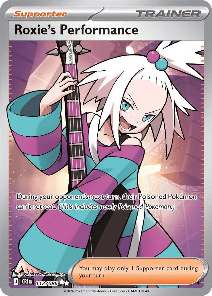 Roxie's Performance from Pokémon TCG Mega Evolution Chaos Rising card list